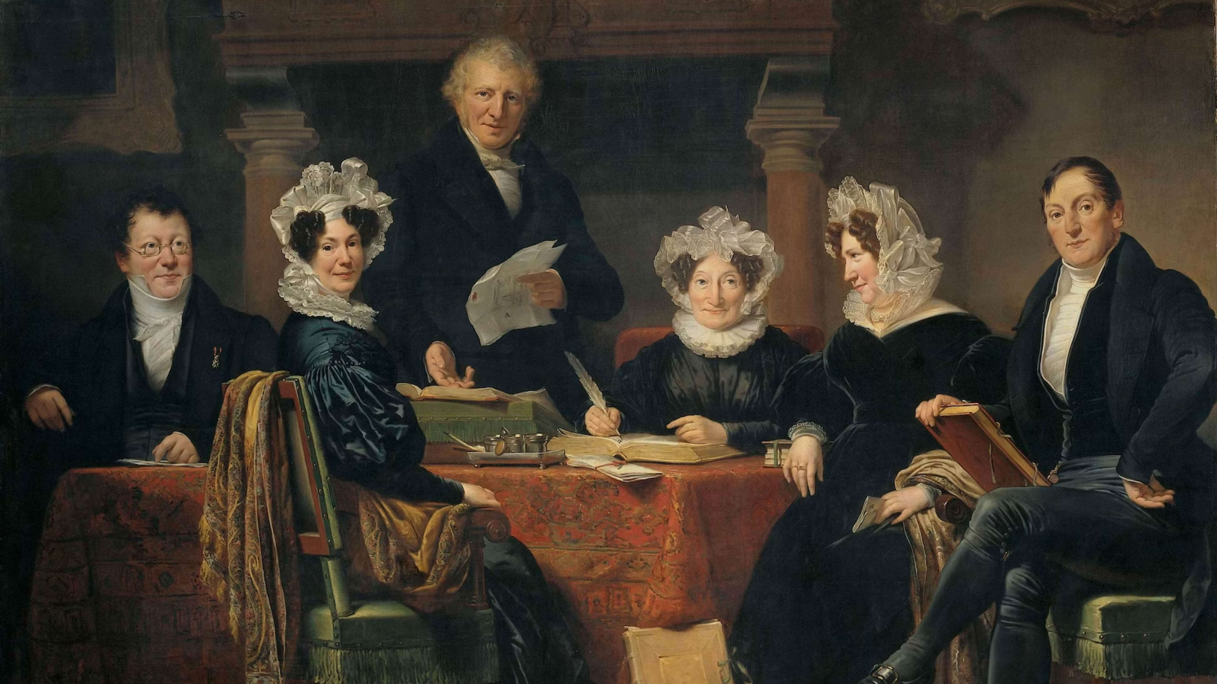 A 19th century painting of Regents and Regentesses of the Lepers' Asylum