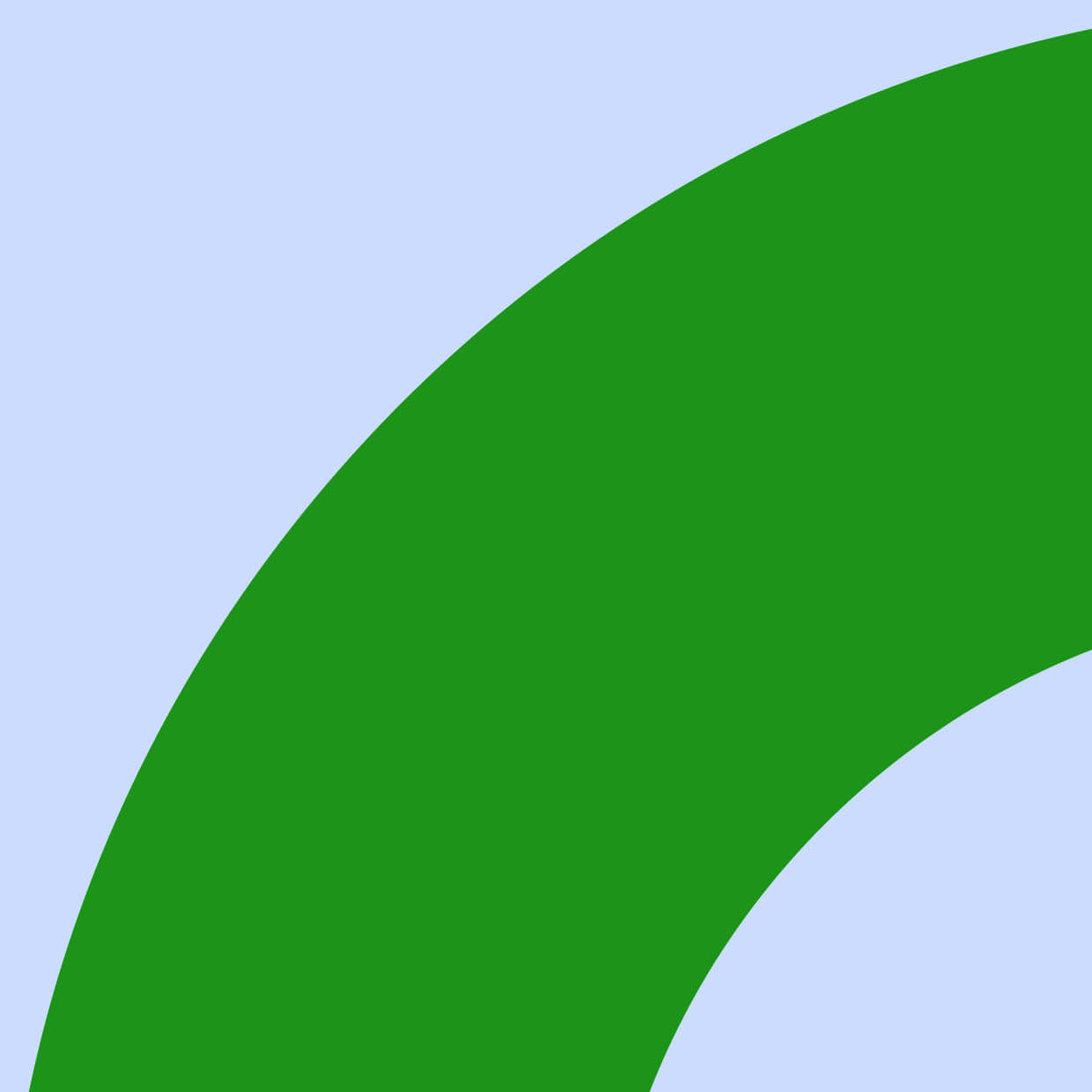 Cropped close up of green arc on a pale blue background