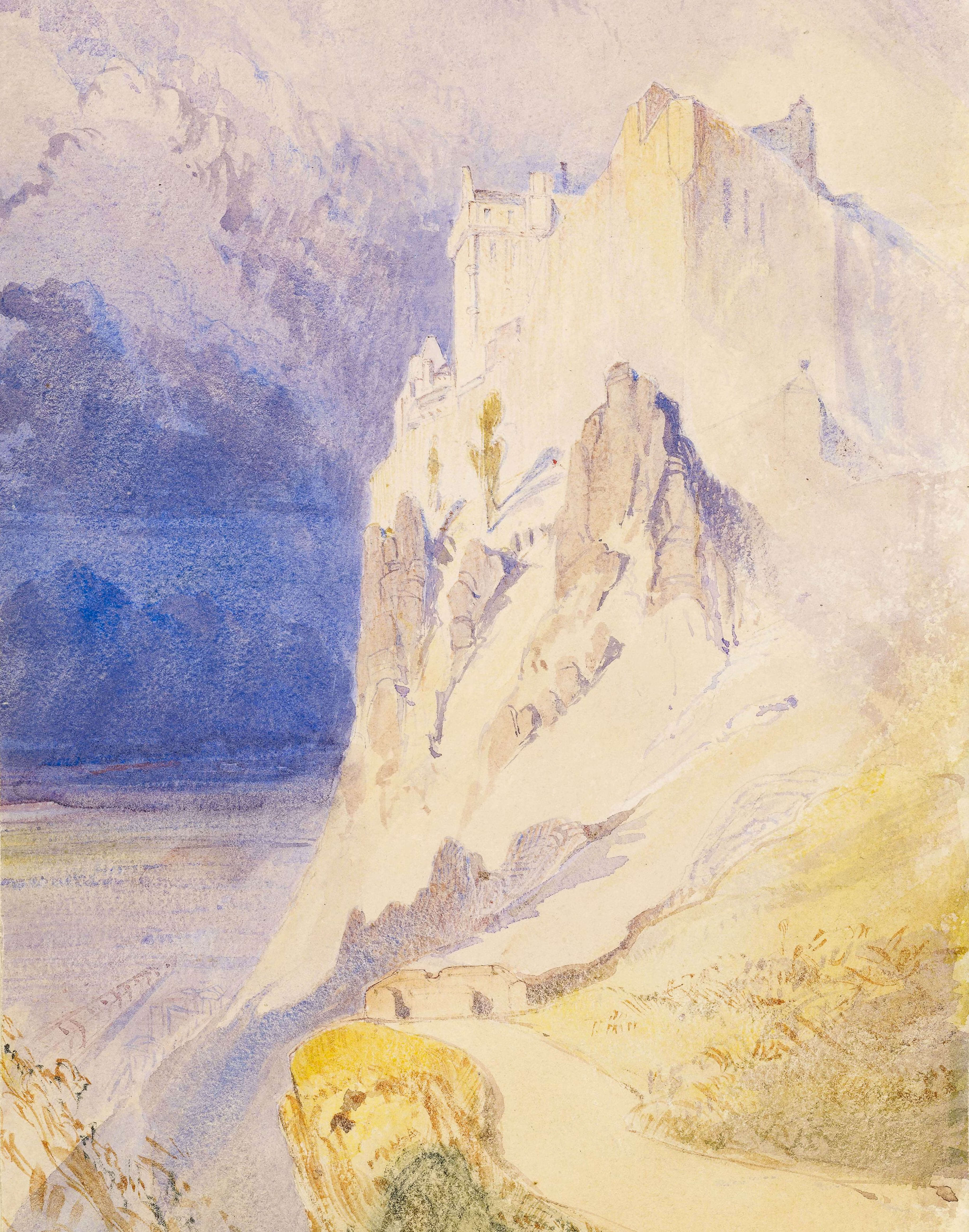 A 19th century painting of Dumbarton Castle by John Ruskin