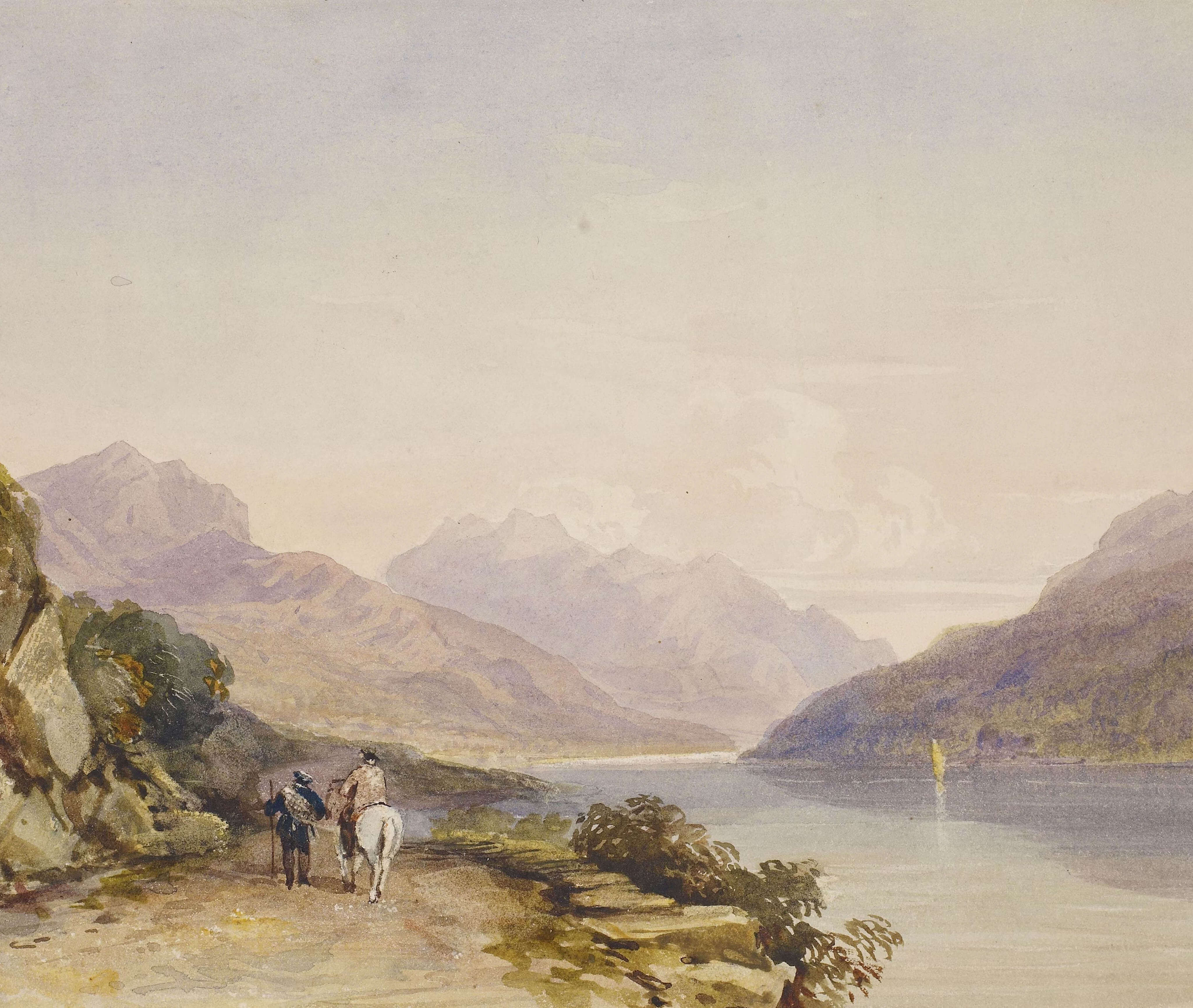 The 19th century painting, The Path By The Lake/ Ben Voirlich, by David Cox Junior