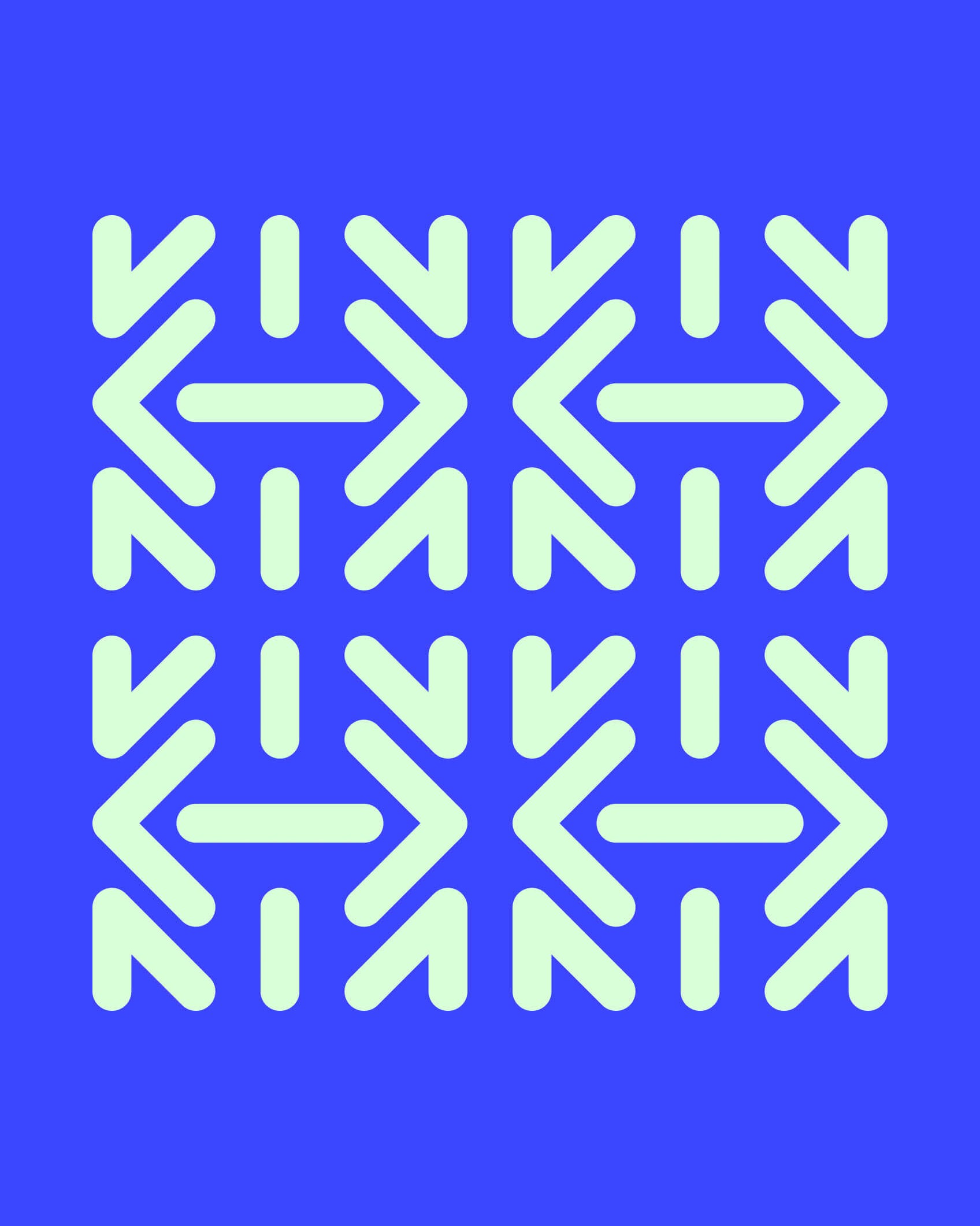 A symmetrical light green socius pattern on a bright blue background